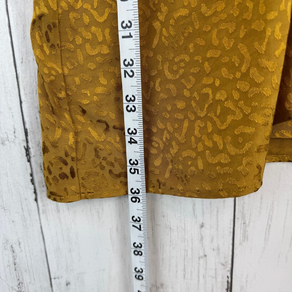 Anthropologie Yellow Gold Metallic Leopard Long Sleeve Mini Dress Size Small - Picture 13 of 15